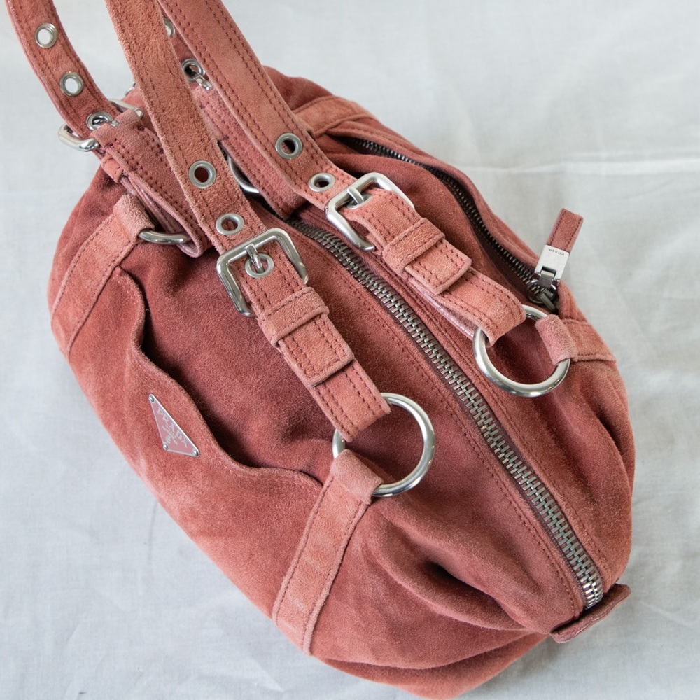 Prada Peach Suede Shoulder Bag - Picture 10 of 13
